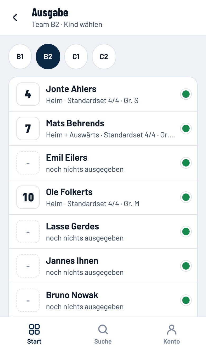 Liste der Kinder mit grünen Punkten