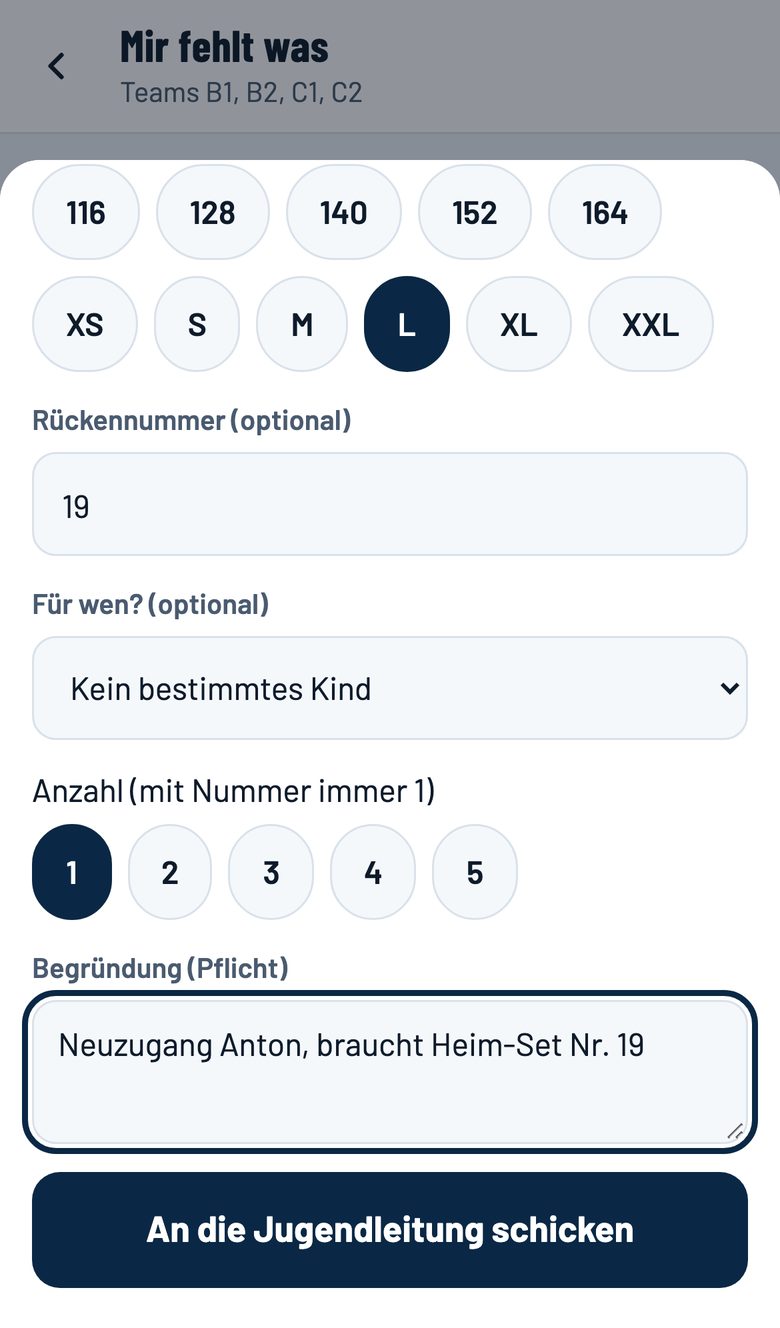 Formular Mir fehlt was